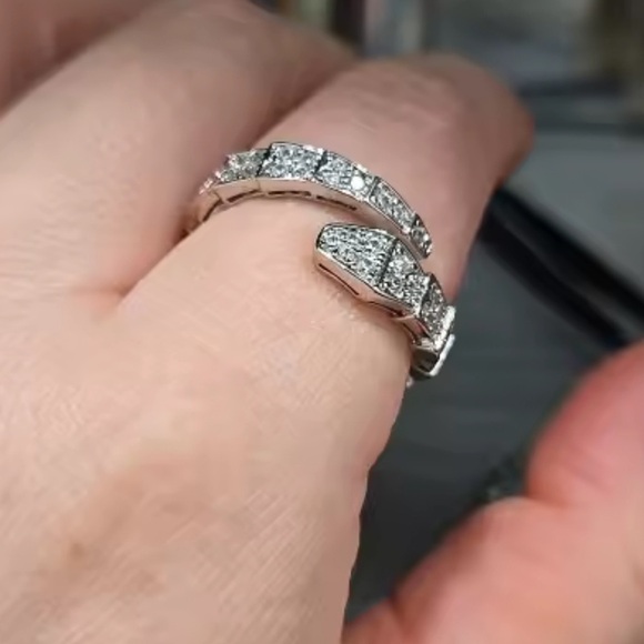 Serpenti Viper Silver Snake Crystal Ring - Picture 3 of 9